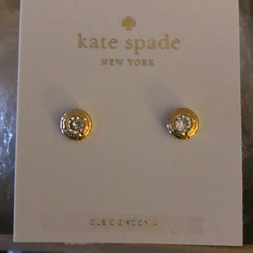 New “Kate Spade” Gold Cubic Zirconia Earrings